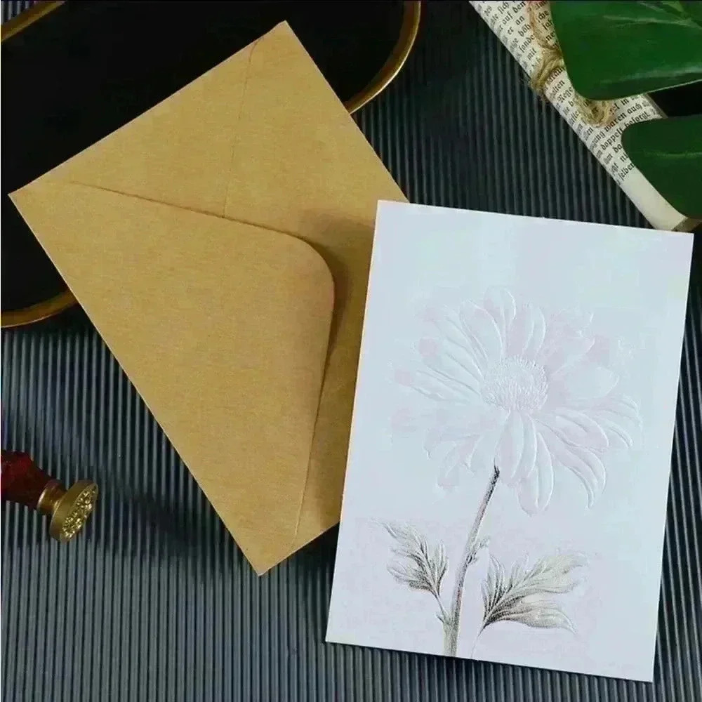 4 x Embossed 3D Floral Greeting Cards - Picture 4 of 12
